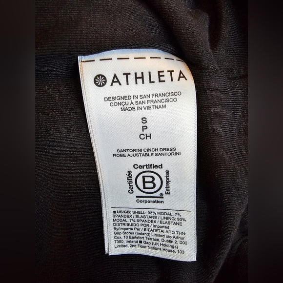 Athleta Santorini Cinch Dress Black Midi  Soft Knit Womens Size SP Soft Comfy - Picture 10 of 11